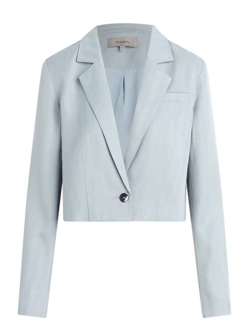 HUDSON Womens Cropped Blazer M High Rise Gray Herringbone NWT $245